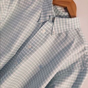 EUC Brooks Brothers dress shirt Aqua & White XL